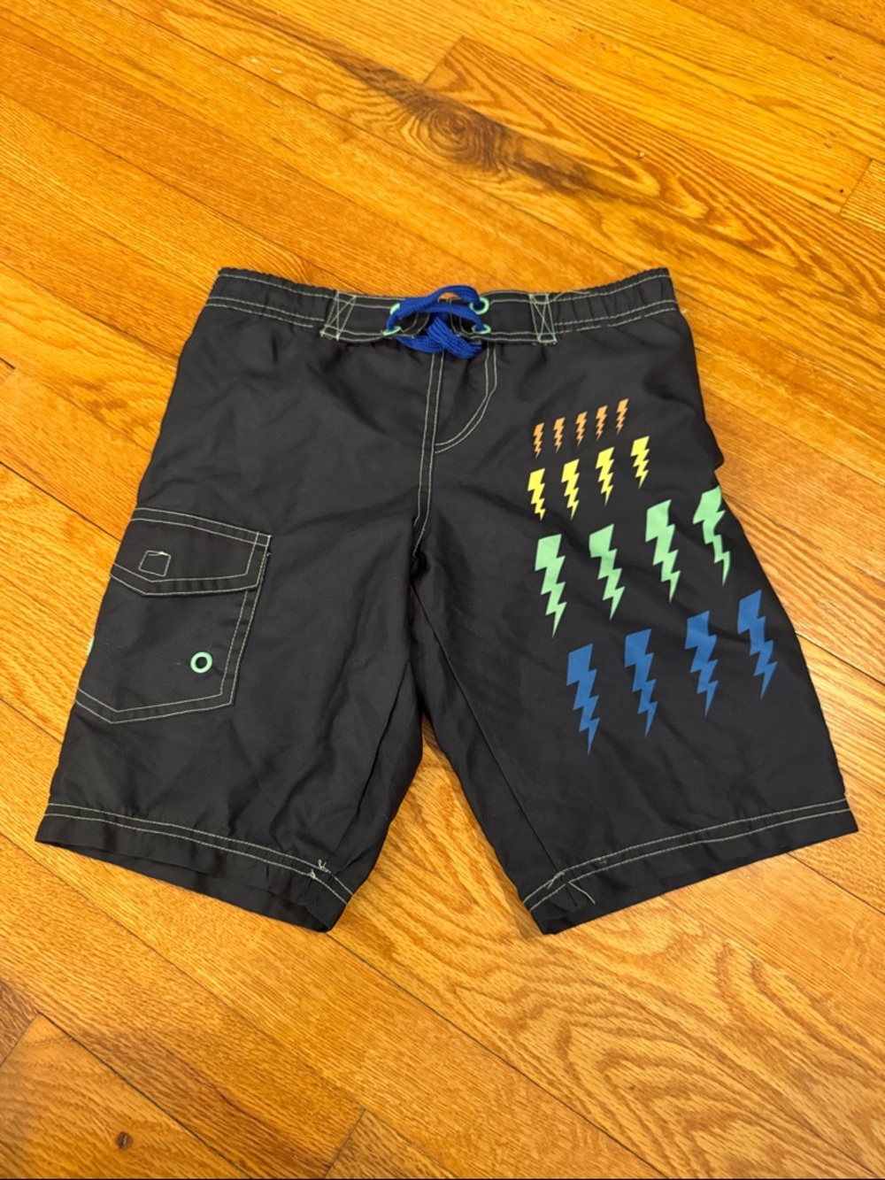 Mish Boys Boys Black Swim Trunks with Multicolor Lightning Bolts Size 6
